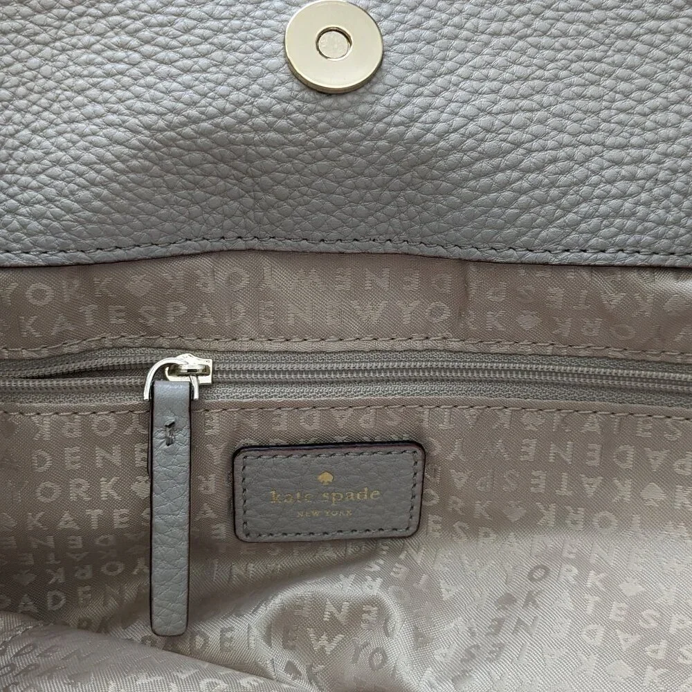 Kate Spade New York Leila Pebble Leather Drawstring Flap Backpack Beige Black